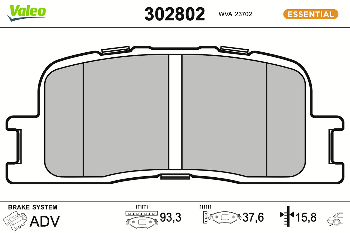 Kit pastiglie freno, Freno a disco - 302802 VALEO